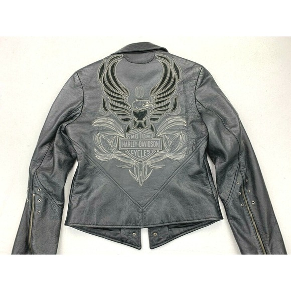 Harley Davidson Women's ISIS Elaborate Eagle Black Leather Jacket S 97028-06VW